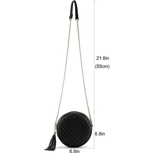 Shoulder Bag Circle Tassel Purse Clutch PU leather Handbag Wallet With Chain - Picture 2 of 6